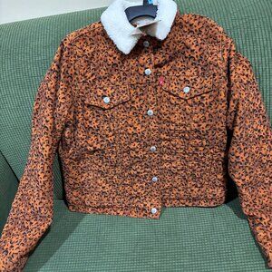 Levis Womens Leopard Print Original Sherpa Trucker Jacket NWT